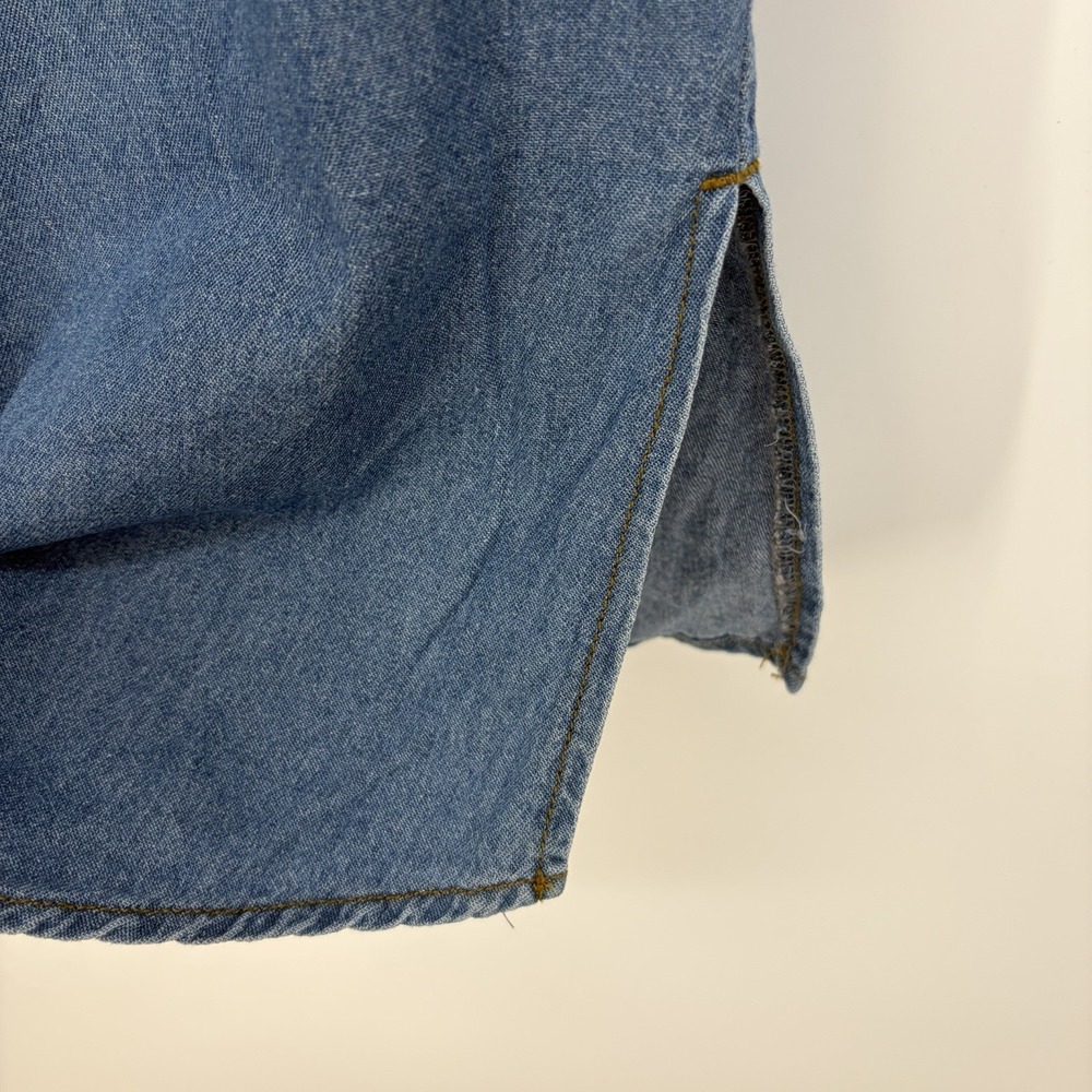 Western Boho Women's Shirt Dress‎ XL Farmhouse Chic Denim Maxi Midi Blue Western - Picture 8 of 15
